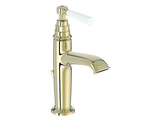 Jacob Delafon E24307-BGG Mitigeur lavabo Cléo 1889 avec vidage, style rétro poignée céramique, Or Beige
