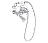 Jacob Delafon E24313-CP Mélangeur bain-douche mural Cléo 1889, style rétro poignées croix céramique, Chrome