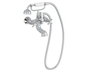 Jacob Delafon E24313-CP Mélangeur bain-douche mural Cléo 1889, style rétro poignées croix céramique, Chrome