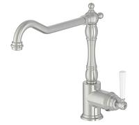 Jacob Delafon E24317-VS Mitigeur de cuisine Cléo 1889, style rétro poignée céramique, Inox brossé