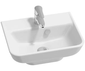 Jacob Delafon - Lave-mains Struktura 45cm, meulé pour installation sur meuble ou plan - 1 trou avec trop plein - Blanc - EGH112-Z-00