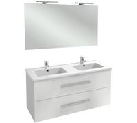 Jacob Delafon Meuble Double Vasque 120 cm Ola Up Blanc Brillant avec Miroir et Spots