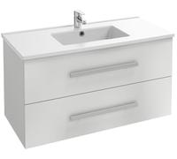 Jacob Delafon - Meuble OLA UP 100cm & Plan Simple Vasque Céramique - 2 Tiroirs Fermeture Douce - Grande Capacité - Blanc Brillant - 1010x540x465mm - EBP2306-NWT