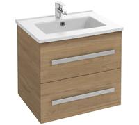 Jacob Delafon - Meuble OLA UP 60cm & Plan Simple Vasque Céramique - 2 Tiroirs Fermeture Douce - Grande Capacité - Chêne Colorado - 610x540x465mm - EBP2302-ECD