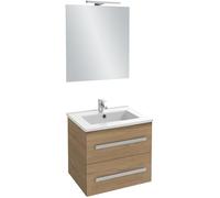 Jacob Delafon - Meuble OLA UP 60cm, Plan Vasque & Miroir 60cm + 1 Spot LED - Pack tout-en-1 - Grande Capacité - Chêne Colorado - 610x540x465mm - EBP2322-ECD