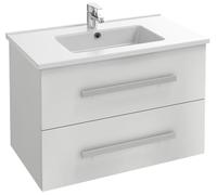 Jacob Delafon - Meuble OLA UP 80cm & Plan Simple Vasque Céramique - 2 Tiroirs Fermeture Douce - Grande Capacité - Blanc Brillant - 810x540x465mm - EBP2304-NWT