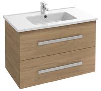 Jacob Delafon - Meuble OLA UP 80cm & Plan Simple Vasque Céramique - 2 Tiroirs Fermeture Douce - Grande Capacité - Chêne Colorado - 810x540x465mm - EBP2304-ECD