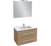 Jacob Delafon - Meuble OLA UP 80cm, Plan Vasque & Miroir 80cm + 1 Spot LED - Pack tout-en-1 - Grande Capacité - Chêne Colorado - 810x540x465mm - EBP2324-ECD