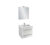 Jacob Delafon Meuble & Plan Ola Up, 60 cm, Miroir + Spot, Blanc Brillant