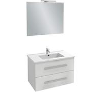 Jacob Delafon Meuble & Plan Ola Up, 80 cm, Miroir + Spot, Blanc Brillant