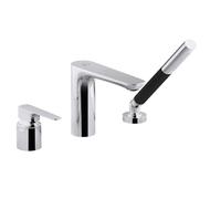 Jacob Delafon - Mitigeur Bain-Douche Aleo+ - 3 Trous sur Gorge - Douchette 2 Jets - Mécanisme à Cartouche Céramique - Design Original et Moderne - Finition Chrome - E72330-CP