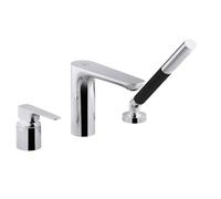 Jacob Delafon - Mitigeur Bain-Douche Aleo+ - 3 Trous sur Gorge - Douchette 2 Jets - Mécanisme à Cartouche Céramique - Design Original et Moderne - Finition Chrome - E72330-CP