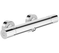 Jacob Delafon - Mitigeur Bain-Douche mural Oscar - Thermostatique - Économie d’eau - Bec bain compact - Poignées en métal facetté - 33,3x6,4x10,8cm - Finition Chrome - E32914-CP