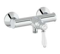 Jacob Delafon - Mitigeur douche mural Louise - Mécanique - Design Rétro, poignée céramique - Économie d’eau - 21,5x16,70x17 cm - Finition Chrome - E24362-CP