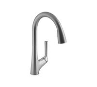 Jacob Delafon - Mitigeur d'Évier de Cuisine Forte - Sans Contact, à Détection Automatique - Douchette Extractible 2 jets, Econome en Eau - Hauteur sous Bec 24,3 cm - Finition Inox Brossé - E26180-VS