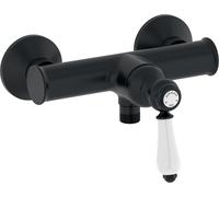 Jacob Delafon - Mitigeur douche mural Louise - Mécanique - Design Rétro, poignée céramique - Économie d’eau - 21,5x16,70x17 cm - Finition Noir Mat - E24362-BL