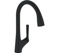 Jacob Delafon Mitigeur Évier de Cuisine Forte, Douchette 2 Jets, Noir mat | Bec 24,3cm. Pivotant 360°. Débit 7 L/min. Jet lame. Cartouche céramique