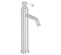 Jacob Delafon - Mitigeur lavabo bec haut Louise - Design Rétro, poignée céramique - Économie d’eau - 17x36,2x5,5 cm - Finition Chrome - E24361-CP