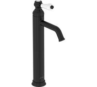 Jacob Delafon - Mitigeur lavabo bec haut Louise - Design Rétro, poignée céramique - Économie d’eau - 17x36,2x5,5 cm - Finition Noir Mat - E24361-BL