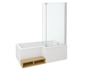 Jacob Delafon Pack Baignoire Bain Douche 150 x 80 Neo Version Droite + Pare Bain chromé + Tablier