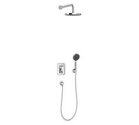 Jacob Delafon - Pack Robinetterie Douche Encastrée Mécanique MODULO - Kit Tout-en-Un - Tête Ronde 20cm, Douchette 5 Jets - Finition Chrome - E30759-CP