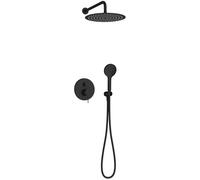 Jacob Delafon - Pack Robinetterie Douche Encastrée Mécanique METRO - Kit Tout-en-Un - Tête Ronde 30cm - Douchette 3 Jets - Finition Noir Mat - E38679-BL