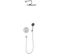 Jacob Delafon - Pack Robinetterie Douche Encastrée Thermostatique MODULO - Kit Tout-en-Un - Tête Ronde 25cm, Douchette 5 Jets - Finition Chrome - E30758-CP