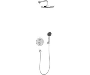 Jacob Delafon - Pack Robinetterie Douche Encastrée Thermostatique MODULO - Kit Tout-en-Un - Tête Ronde 25cm, Douchette 5 Jets - Finition Chrome - E30758-CP