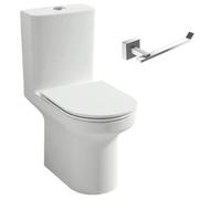 Jacob delafon Pack wc au sol blanc sans bride Elite avec abattant extraplat fermeture douce avec porte-rouleau moderne