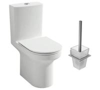 JACOB DELAFON Pack WC au sol blanc sans bride Elite avec abattant extraplat fermeture douce avec porte-balai moderne