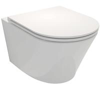 Jacob Delafon - Pack WC Suspendu Sans Bride RODIN+ - Compatible Double Chasse 3/6L - Abattant Déclipsable Fermeture Douce - 36x35x52 cm - Blanc - E25856-00