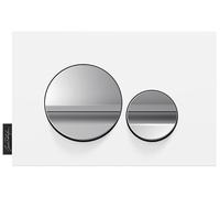 Jacob Delafon Plaque de Commande WC Blanc, Touches Rondes Chrome Mat | Compatible bâti-support Jacob Delafon. Installation ou rénovation