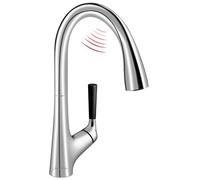 JACOB DELAFON Robinet de cuisine sans contact, douche anticalcaire amovible avec 2 jets et bec rotatif à 360°, économie d'eau, poignée personnalisable (3 couleurs) Couleur chrome Malleco E77748-CP