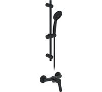 Jacob Delafon - Set de Douche Aimé avec Mitigeur Mécanique - Douchette 3 jets 10,5cm - Barre de Douche & Flexible - Economie d'eau - Noir Mat - E24428-BL