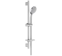 Jacob Delafon - Set de Douche Awaken - Douchette 3 jets 11,6cm - Barre de Douche & Flexible - Porte savon - Economie d'eau - Chrome - E99899-CP