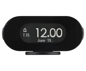 Jacob Jensen Réveil numérique avec écran E-Ink, 3 sonneries, Fonction Snooze, aimanté, Support de Table et Support Mural, Aluminium, 11,5 x 2,3 x 5,5 cm, Noir