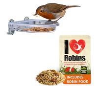 Jacobi Jayne I Love Robins Mangeoire à Oiseaux avec Nourriture - sans désordre à Coller sur la fenêtre - Petit, Facile à Nettoyer
