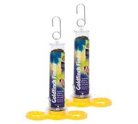 Jacobi Jayne® Lot de 2 mangeoires pré-remplies pour Oiseaux de Jardin Goldfinch Finder - Mangeoires à Oiseaux à Suspendre pour Petits Oiseaux - Fil de Suspension Inclus - Jaune