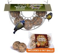 Jacobi Jayne Mangeoire à boules de graisse avec panier à boules de graisse - Peut contenir 5 boules de graisse pour oiseaux sauvages - Mangeoires de boules de graisse suspendues - Support de boules de