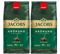 Jacobs Krönung Caffè Crema, Lot de 2, röst Café, Grains de café, Ensemble, Grains de café, 2 x 1000 g