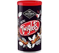 Jacob's Mini Twiglets 200g, Forme noueuse, goût piquant, croquant, salé, bâtonnets de blé entier, Mini Twiglets Riche en fibres complètes, Paquet de 4