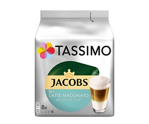 Jacobs Tassimo Lot de 8 capsules de café Latte Macchiato Moins sucrées 220 g