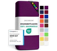 Jacobson Drap-housse en jersey de coton (60 x 120 - 70 x 140 cm, violet royal)