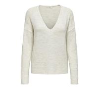 JDY JDYELANORA L/S V-Neck PULLO. KNT Noos Sweater, Cloud Dancer-Détail : mélangé, L Femme