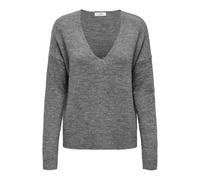 Jacqueline de Yong Pull en Tricot pour Femme Col en V, Gris foncé mélangé, S