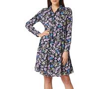 Jacqueline de Yong Robe Blouse pour Femme Imprimé, Black Iris/AOP : Violet et Fleurs Bleues parisiennes., 36