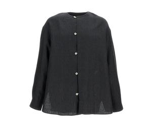 Jacquemus - Camicia in lino girocollo - Homme - Chemises - Noir - Taille: M
