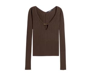 Jacquemus - Haut Tricot Côtelé Marron - Femme - Pulls - Brun - Taille: 40 FR