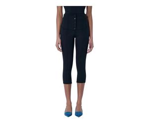 Jacquemus - Pantalon de cyclisme boutonné taille haute - Femme - Pantalons - Noir - Taille: 38 FR