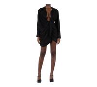 Jacquemus - Robe Noire Drapée avec Col Pointu - Femme - Robes - Noir - Taille: 32 FR